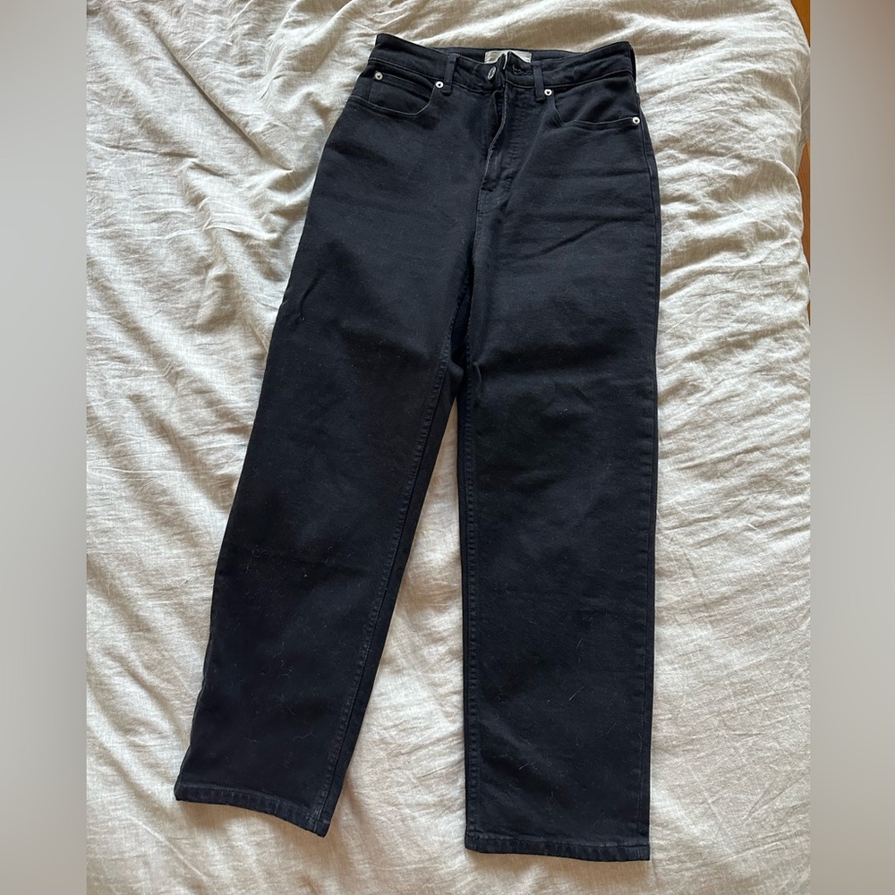 Everlane Black Curvy Way High Jeans Custom Embroidery